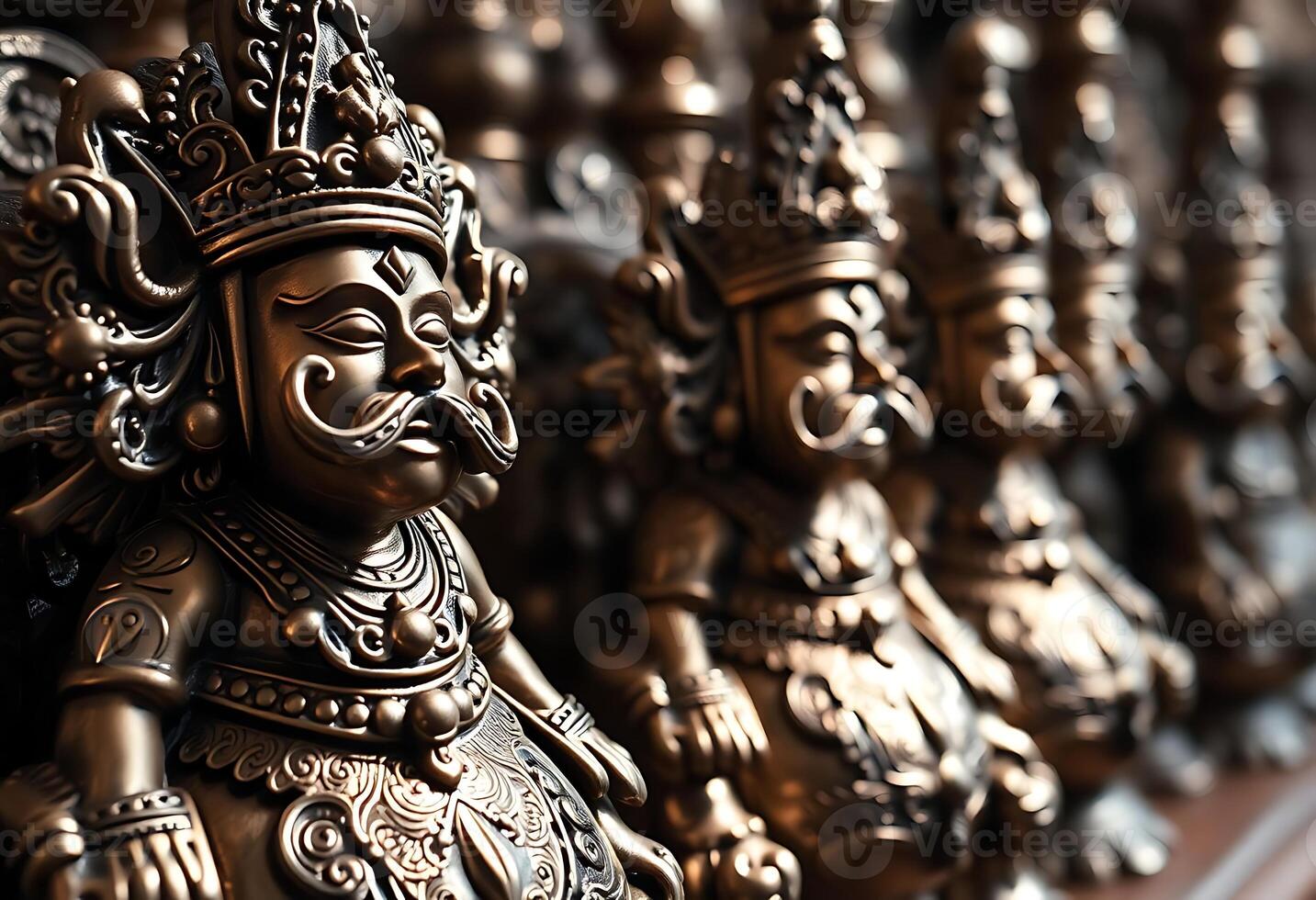 close up of a row of bronze figurines photo