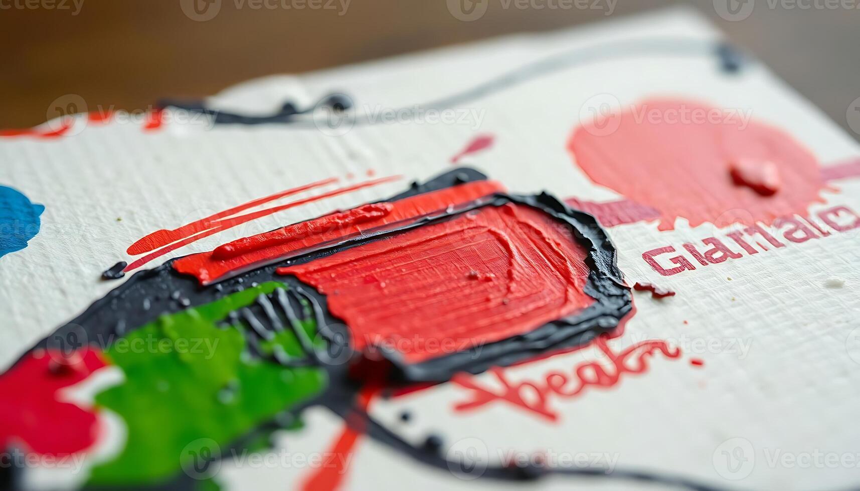 close up of a piece of paper with a painting on it photo