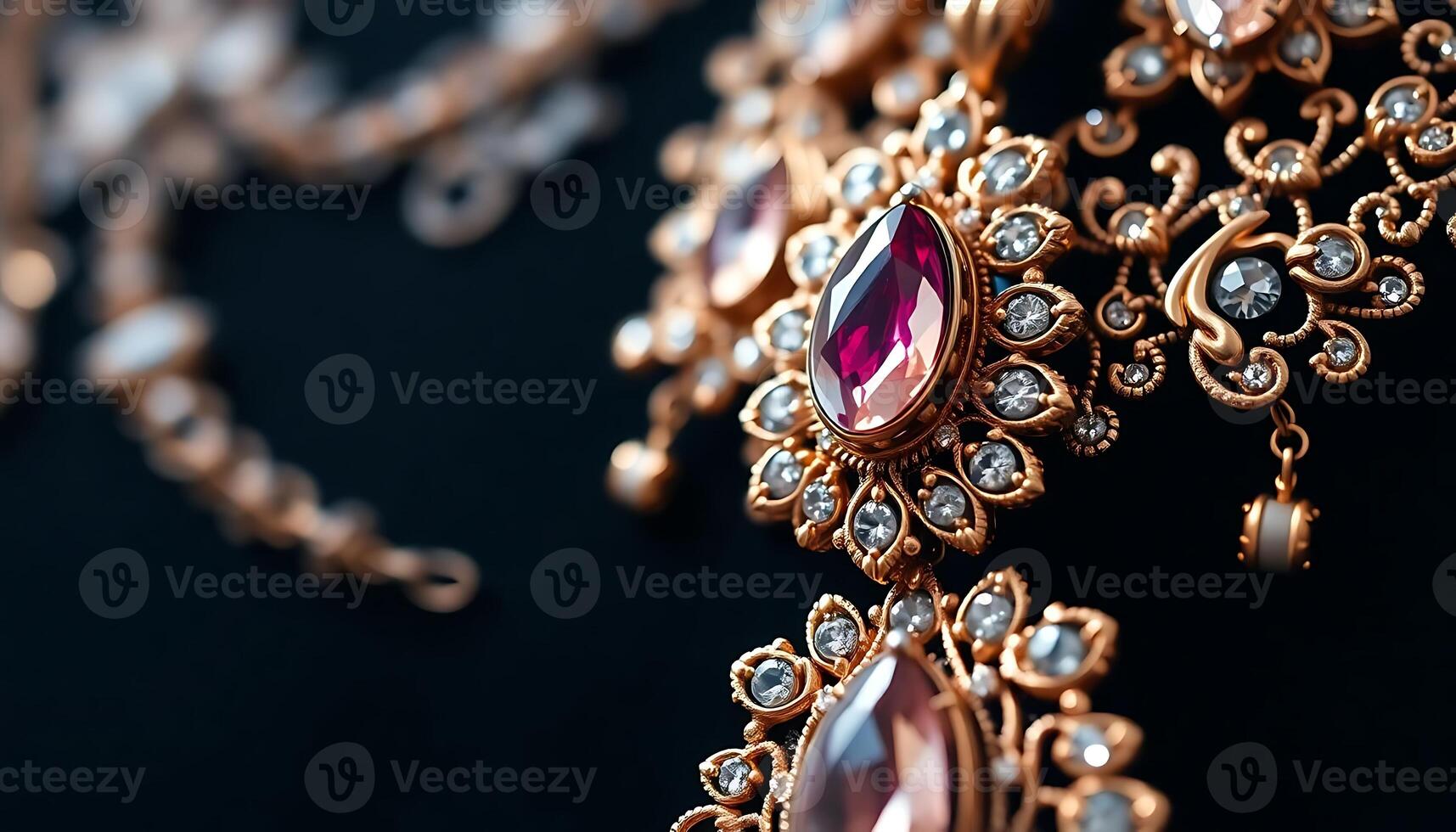 close up of a necklace with a lot of diamonds photo