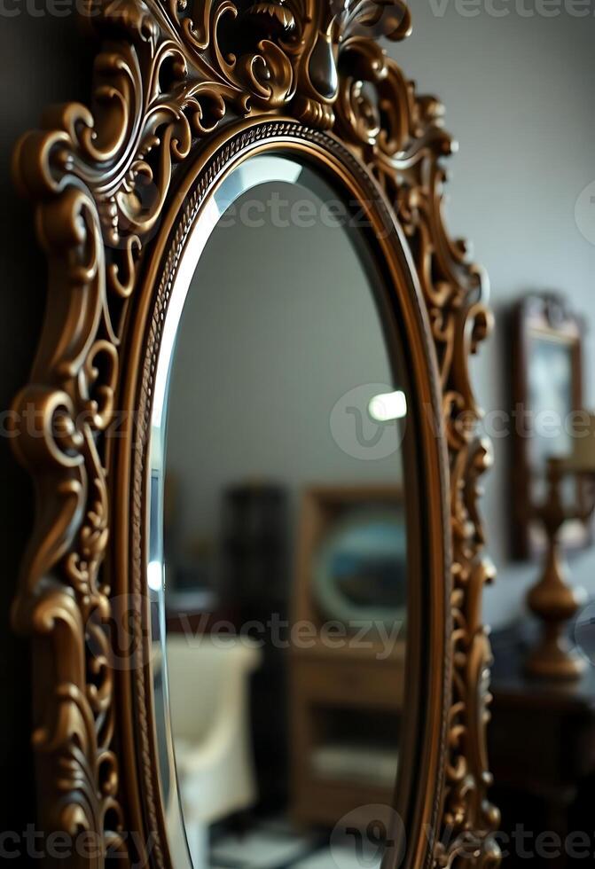 mirror that is sitting on a table photo