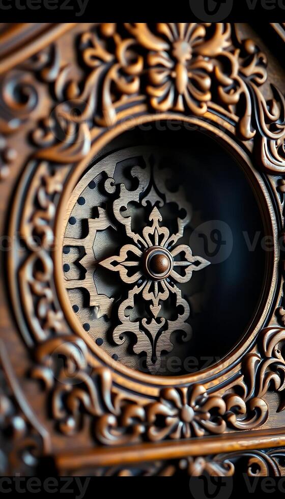 close up of a clock with intricate designs photo