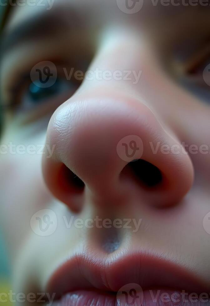 close up of a person's nose with a nose ring photo