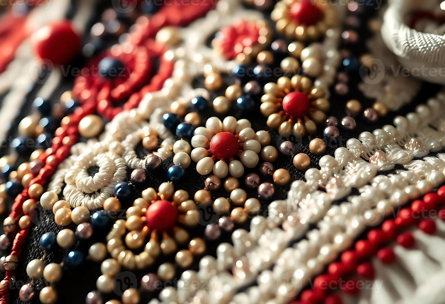 close up of a piece of cloth with beads photo