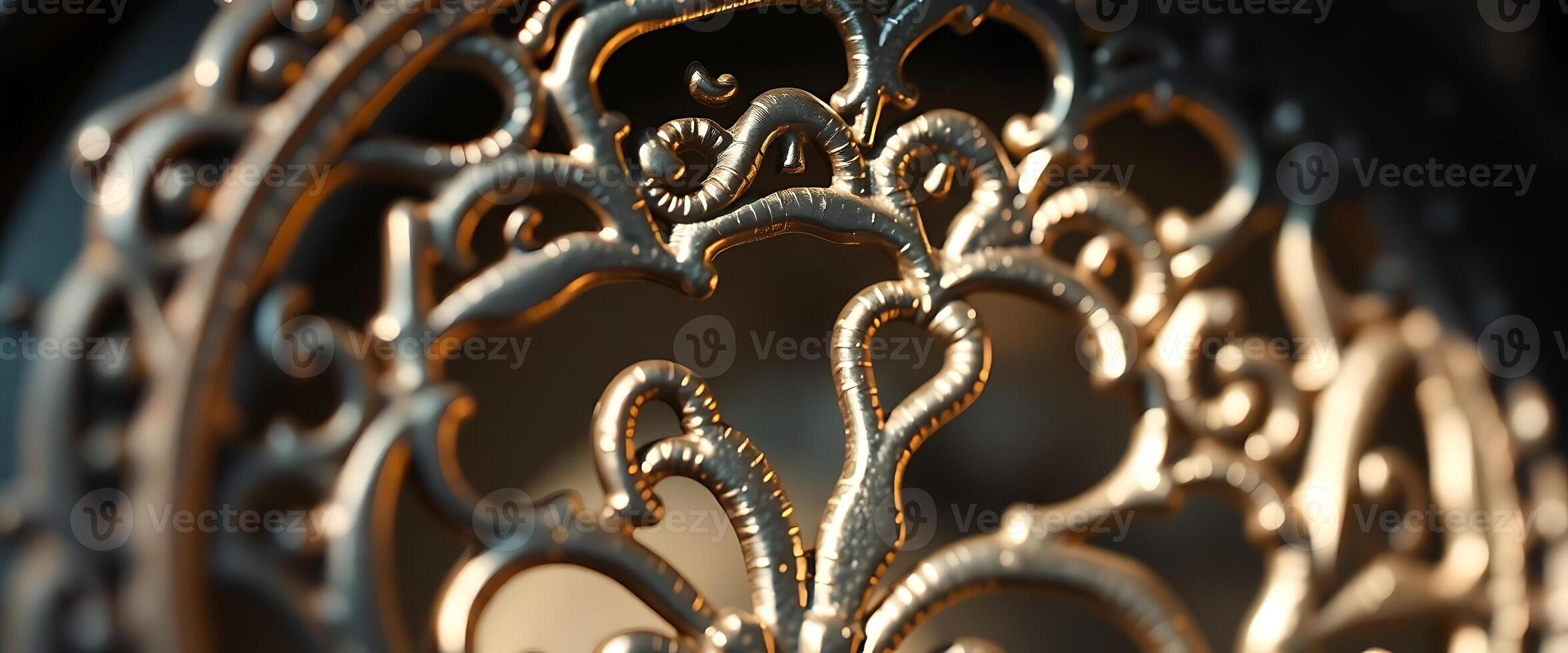 close up view of a metal clock face photo