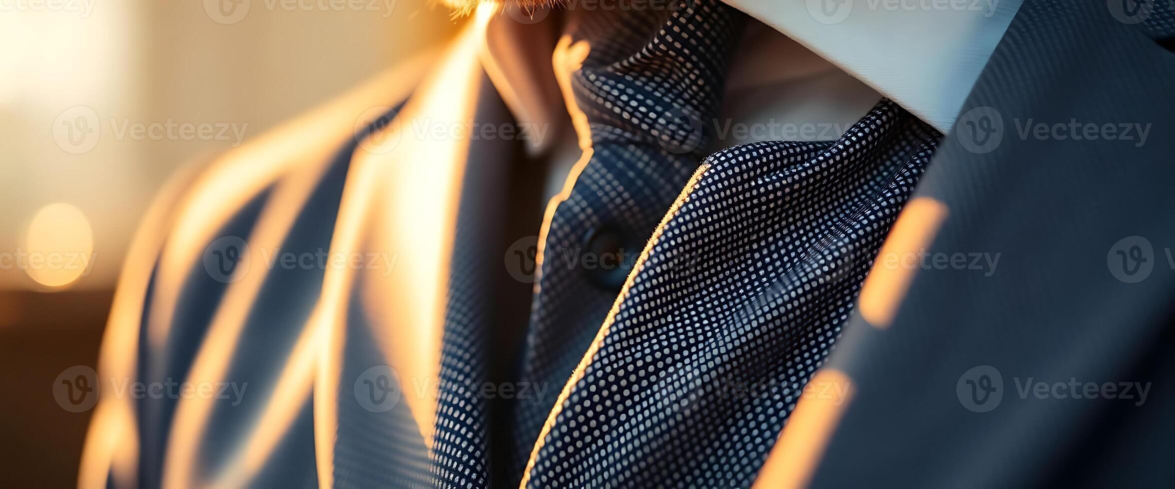 close up of a person wearing a suit and tie photo