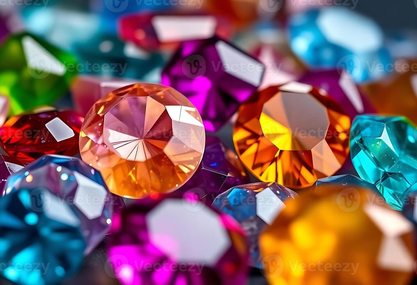 bunch of different colored stones sitting on top of each other photo