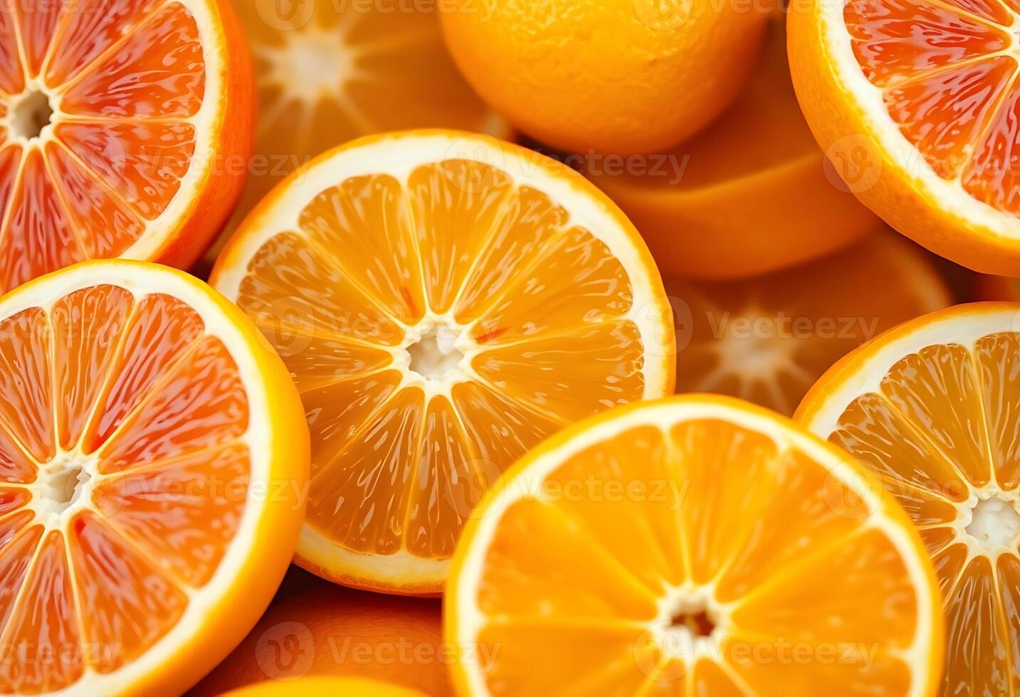 group of oranges that are cut in half photo