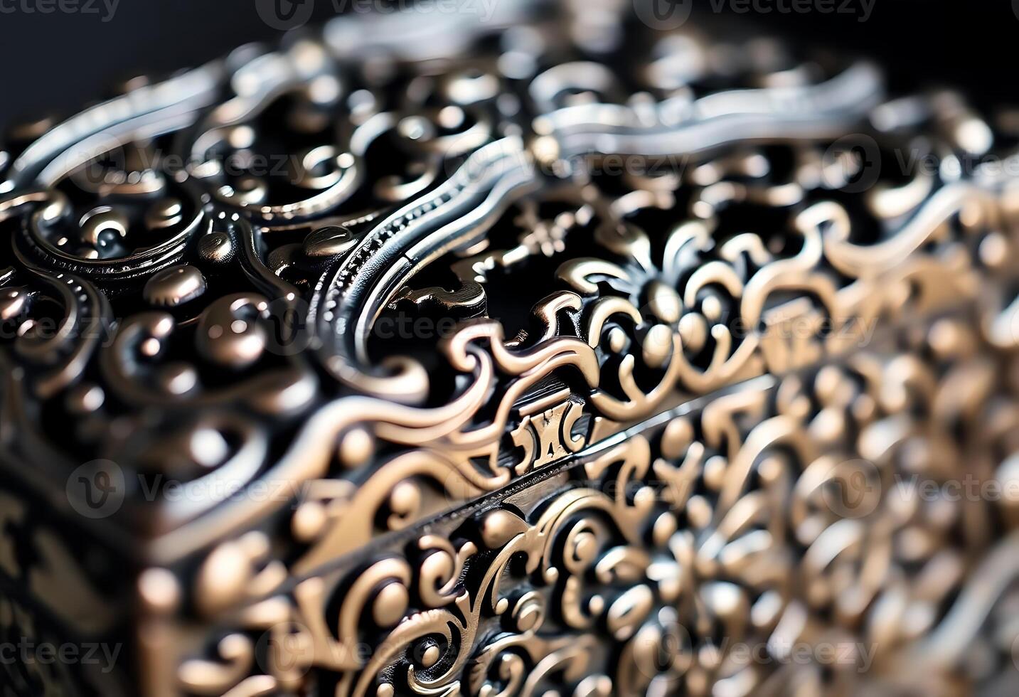 close up of a metal box on a table photo