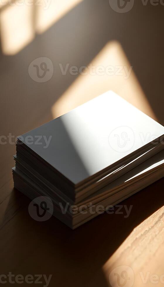stack of books sitting on top of a wooden table photo