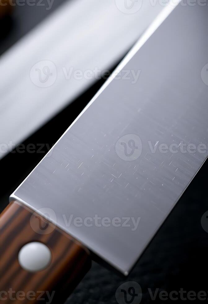 close up of a knife on a table photo