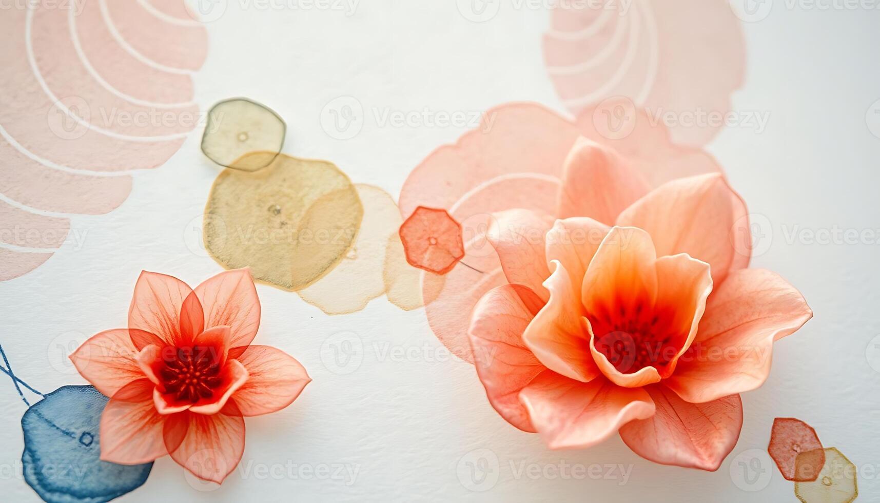 close up of two flowers on a wall photo