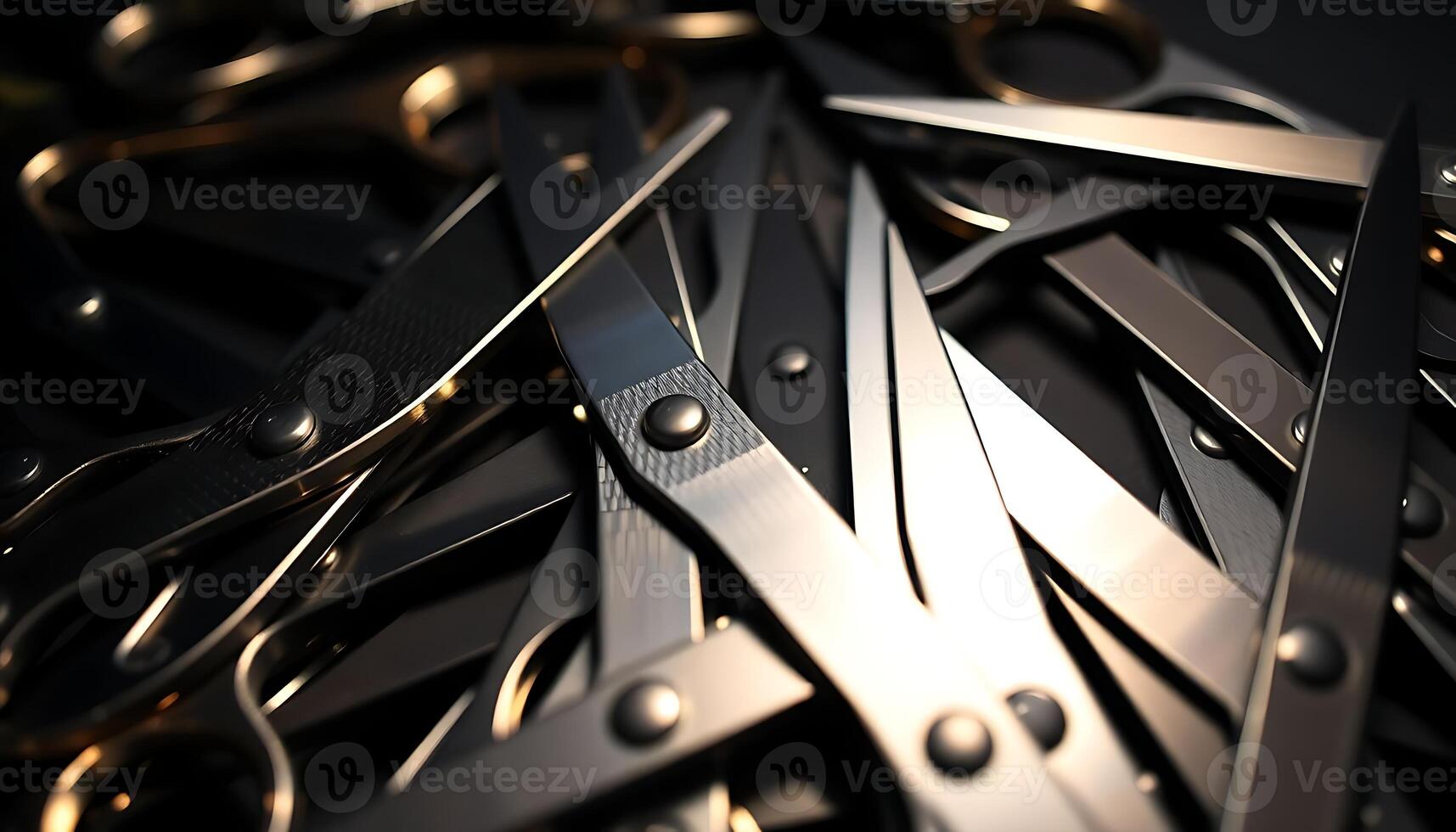 bunch of scissors that are laying on a table photo