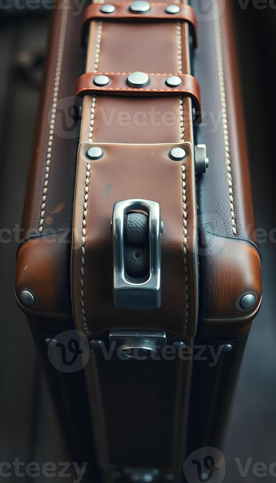 close up of a piece of luggage on a table photo