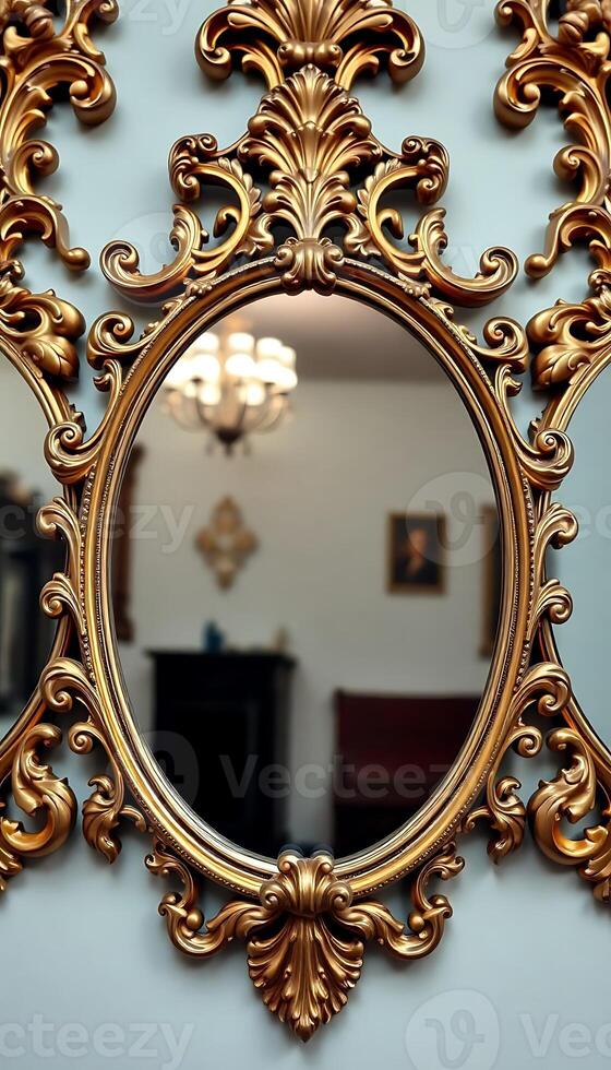mirror that is on the wall in a room photo