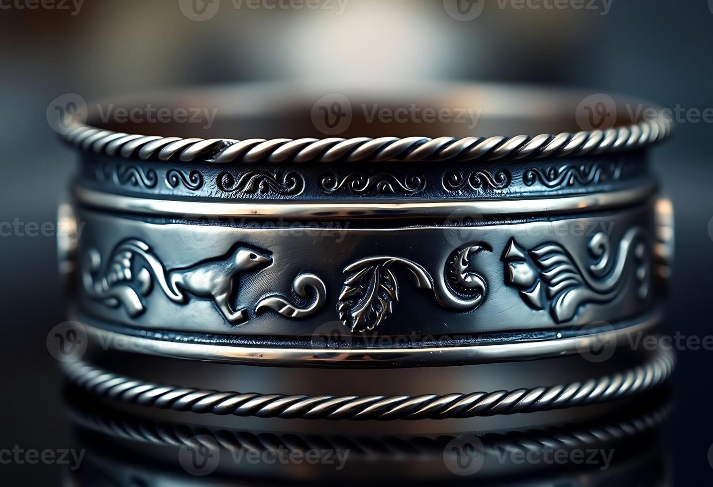 close up of a stack of rings on a table photo