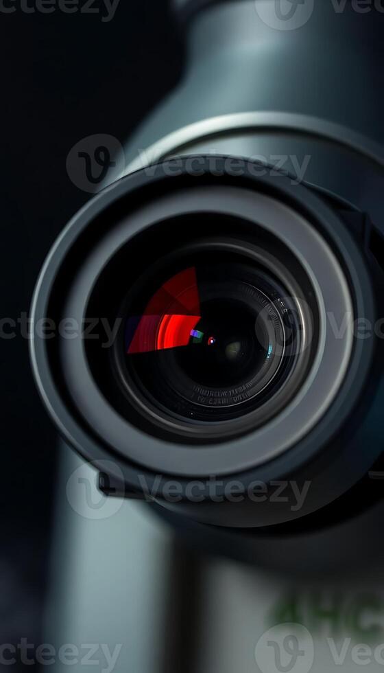 close up of a camera lens on a camera photo