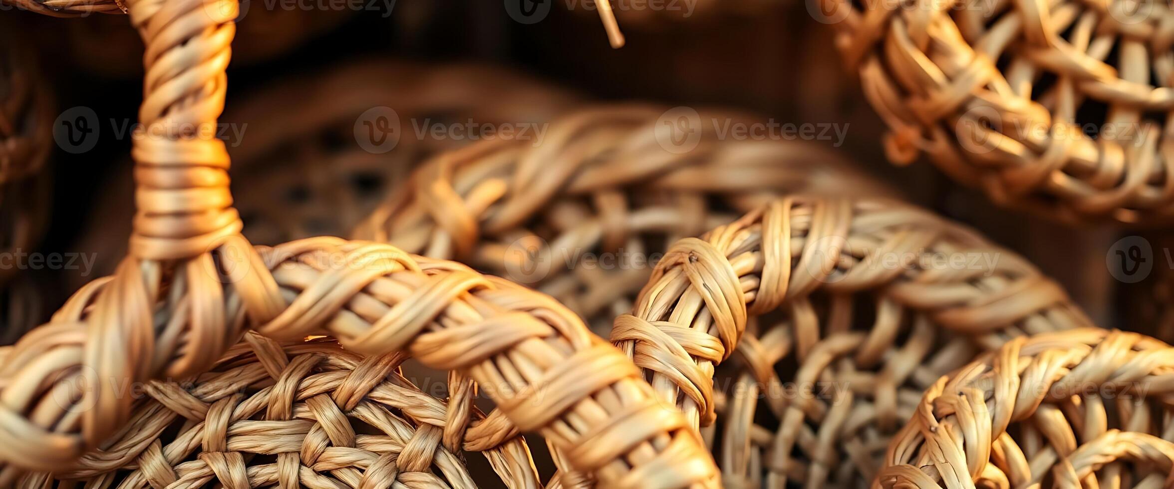 pile of woven baskets sitting next to each other photo