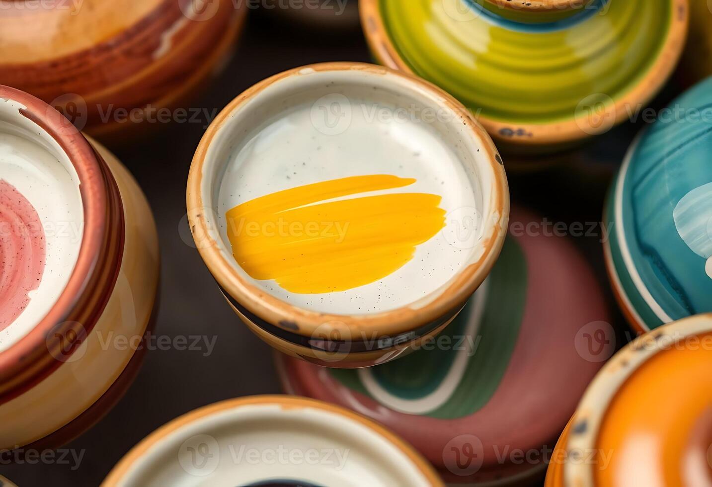 close up of a bowl with a yellow substance in it photo