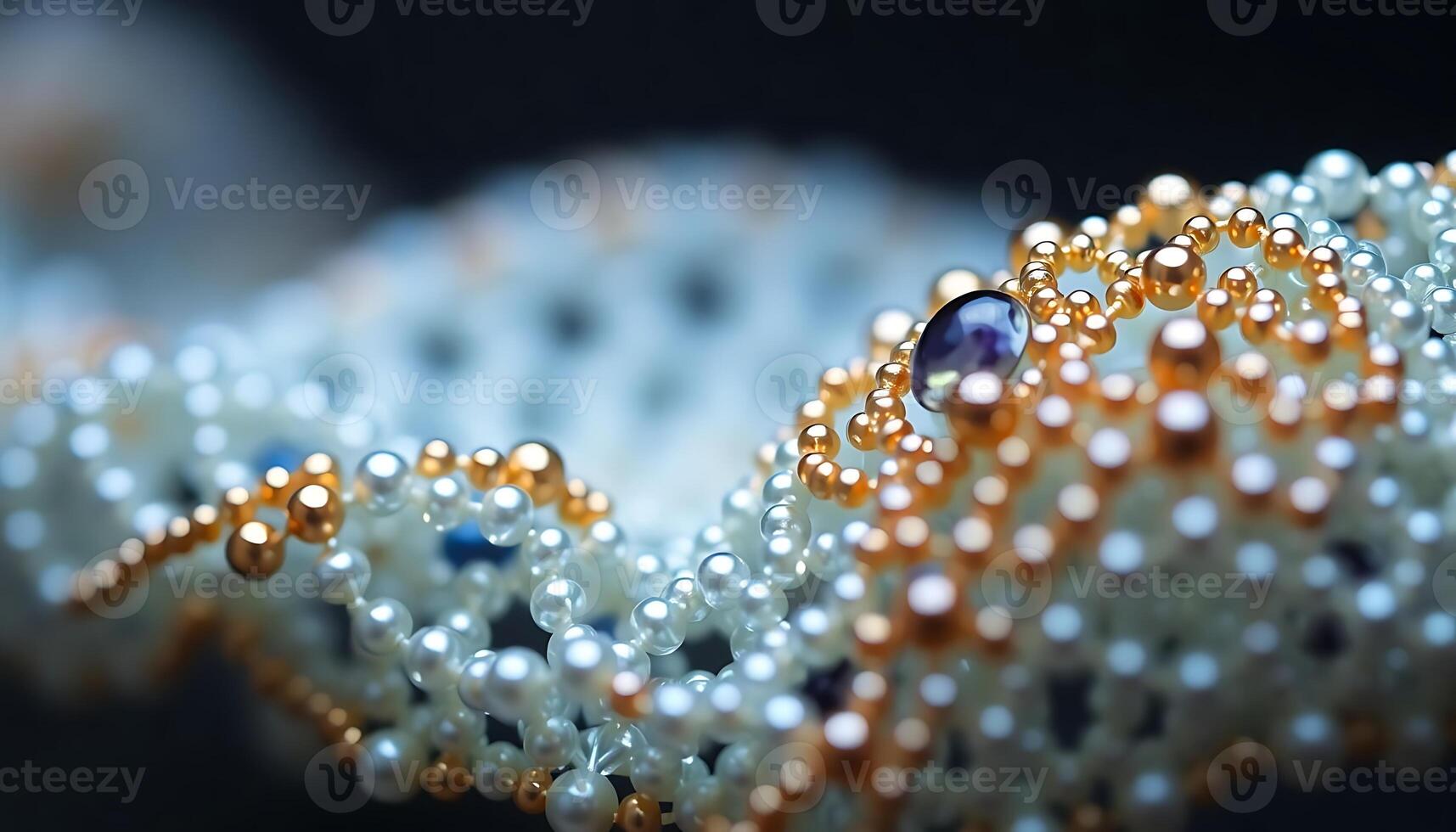 close up of a beaded structure with pearls photo