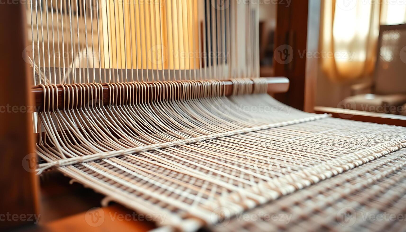 close up of a weaving machine on a table photo