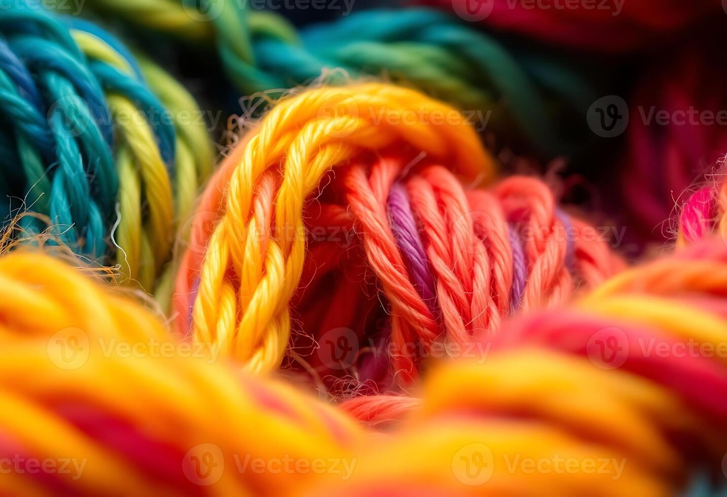 close up of multi colored yarn photo