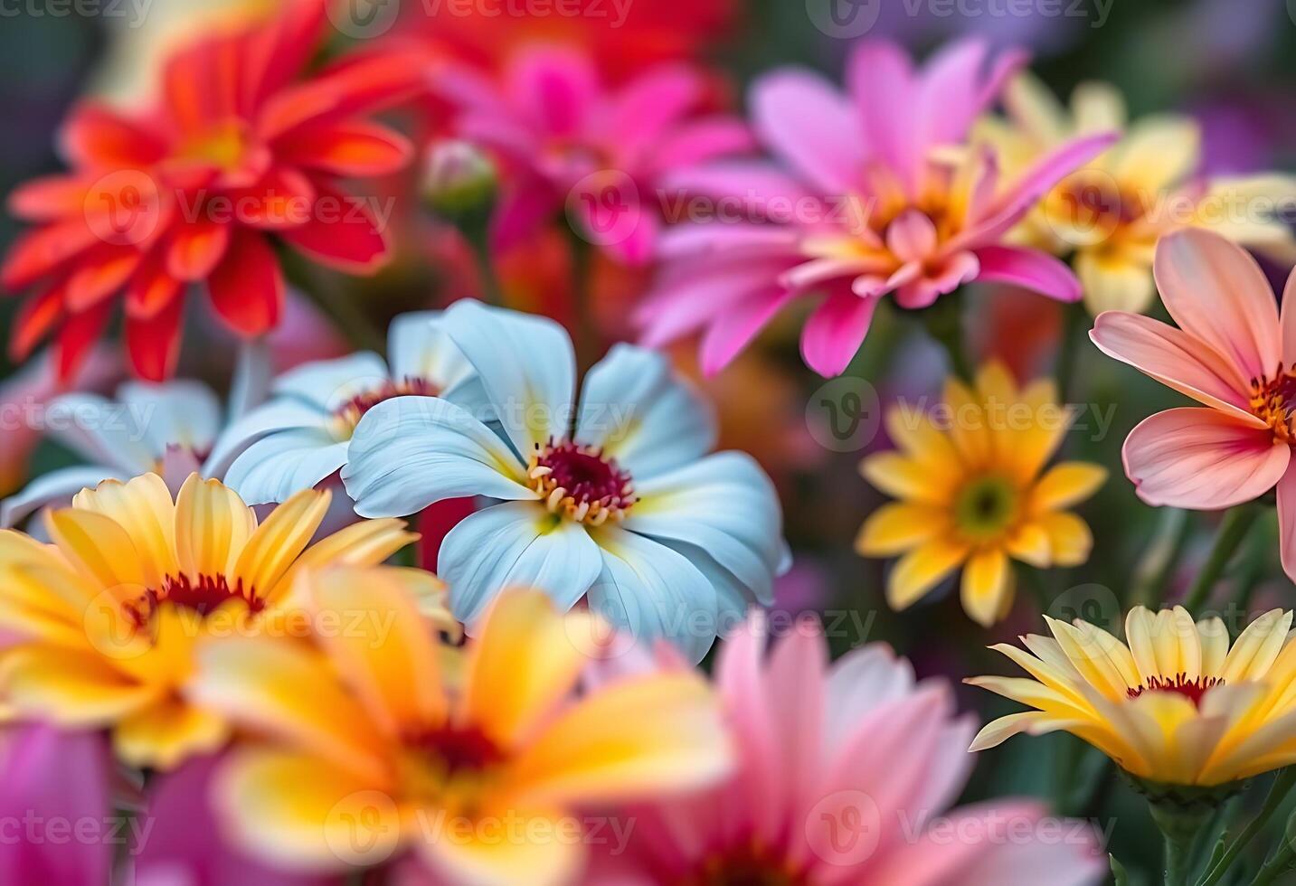 bunch of colorful flowers that are in a vase photo