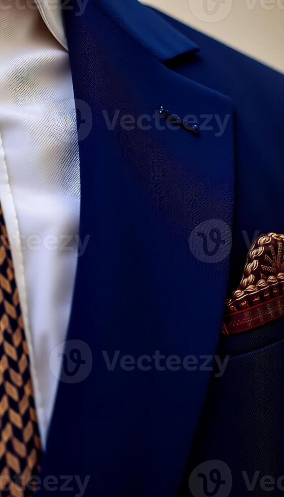 close up of a man wearing a suit and tie photo