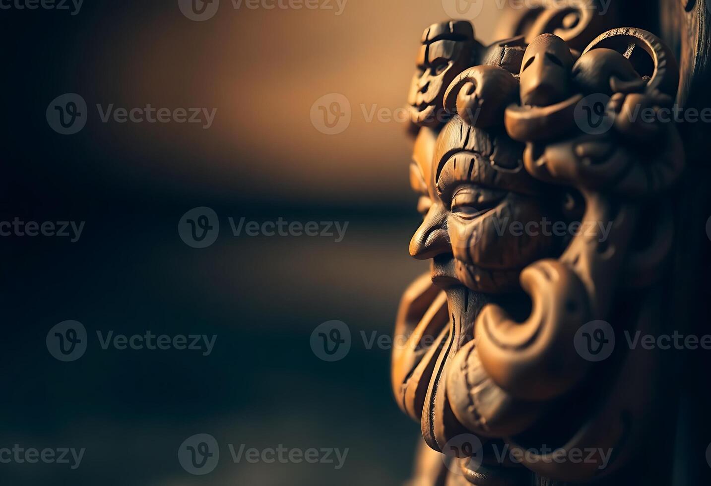 close up of a carved wooden door handle photo