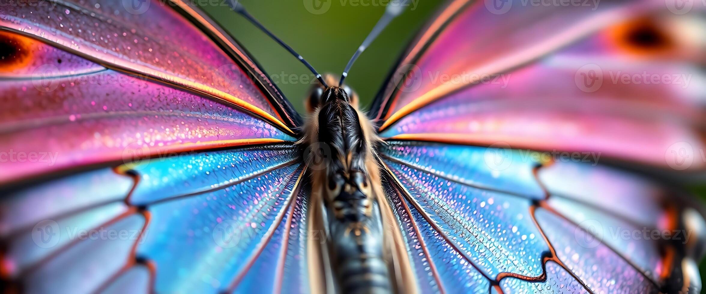 close up of a colorful butterfly on a green background photo