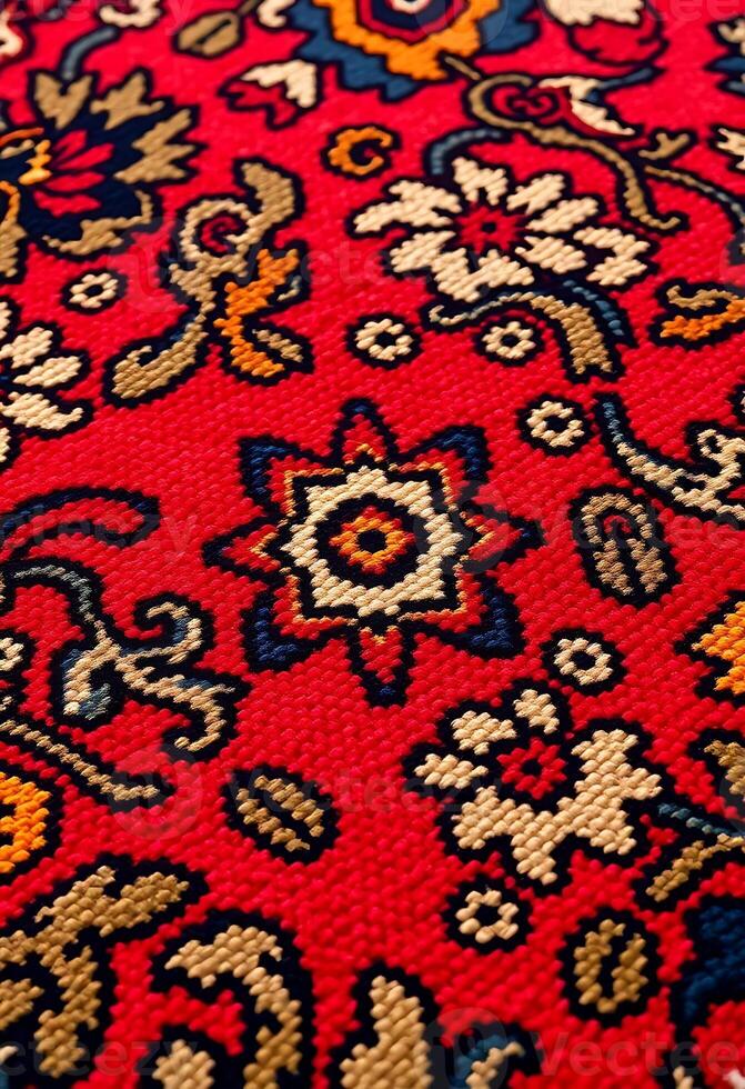 close up of a rug with a red background photo