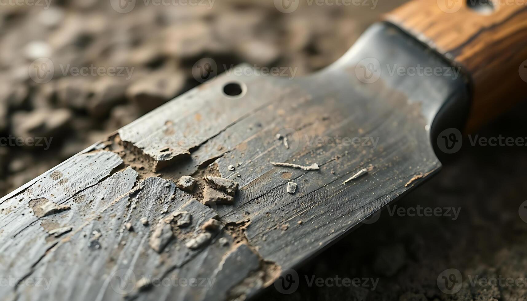 close up of a knife on the ground photo