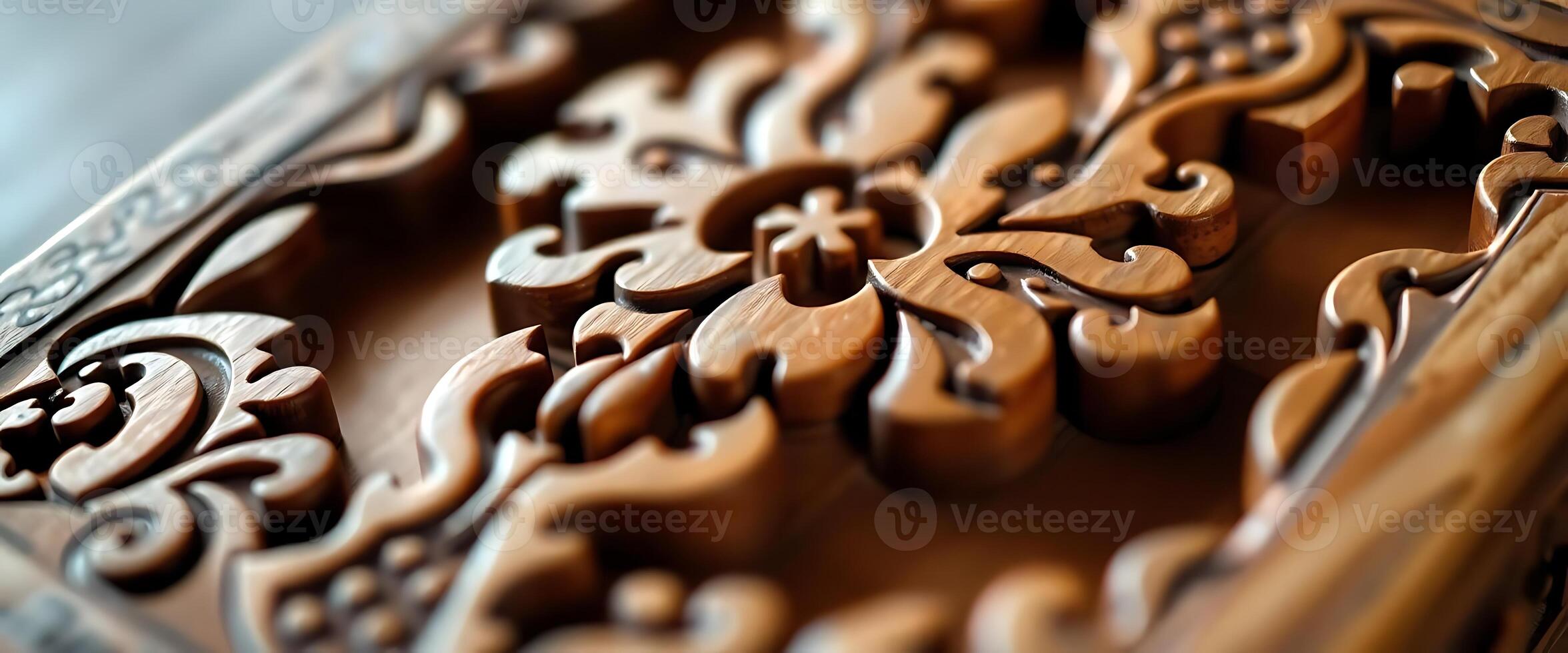 close up view of a wooden carving photo