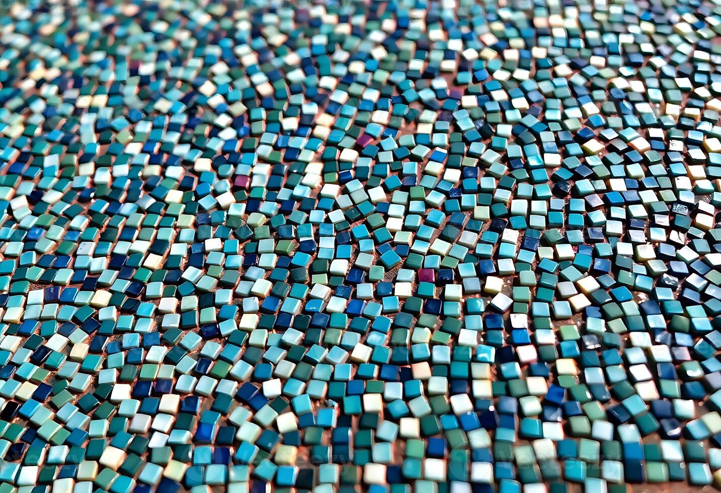close up of a blue and white mosaic tile photo
