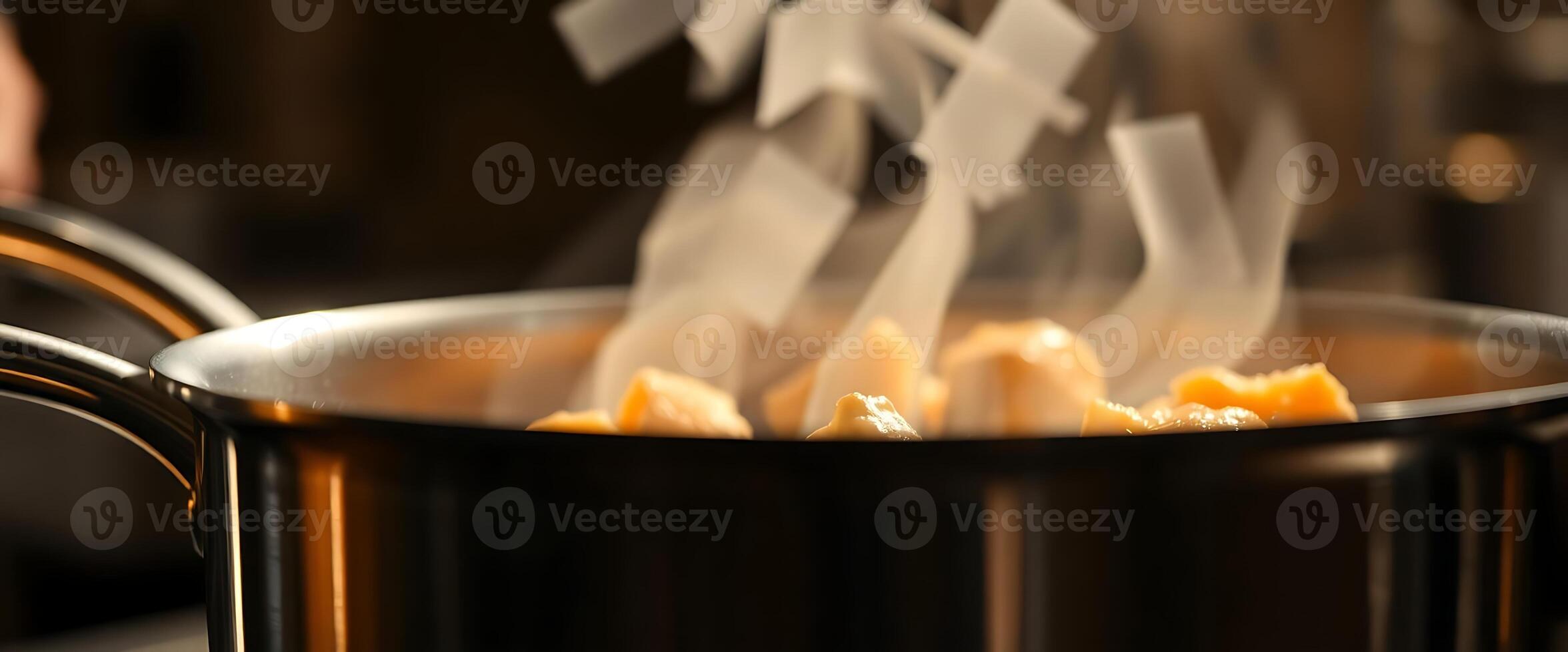 steaming pot filled with food on top of a stove photo