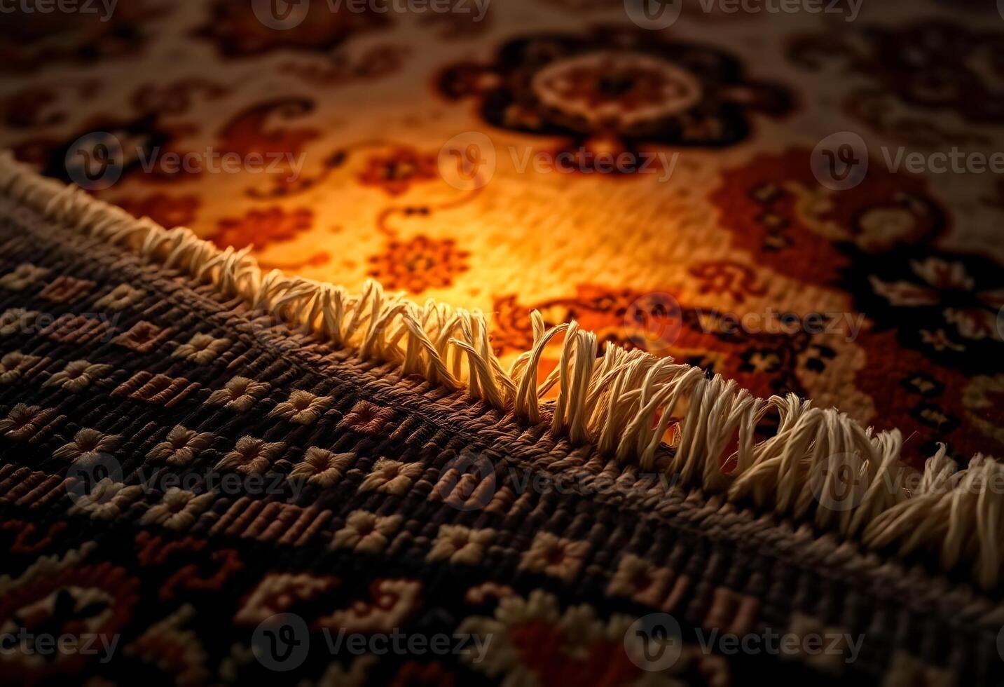close up of a rug with a light shining on it photo