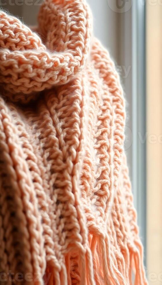 close up of a scarf on a window sill photo