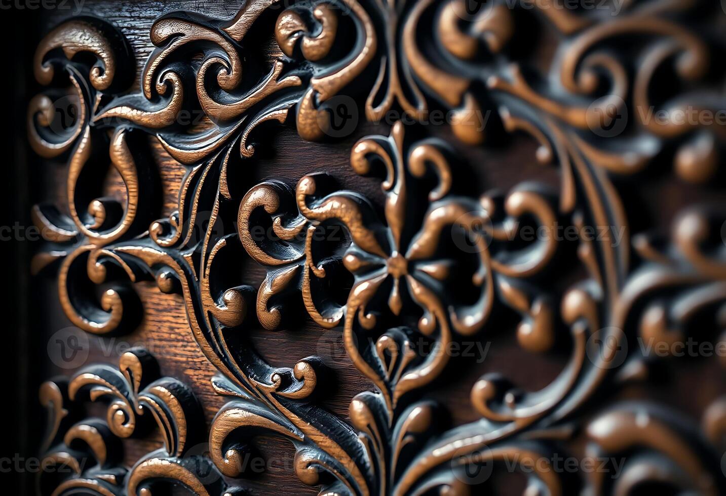 close up view of a wood carving photo