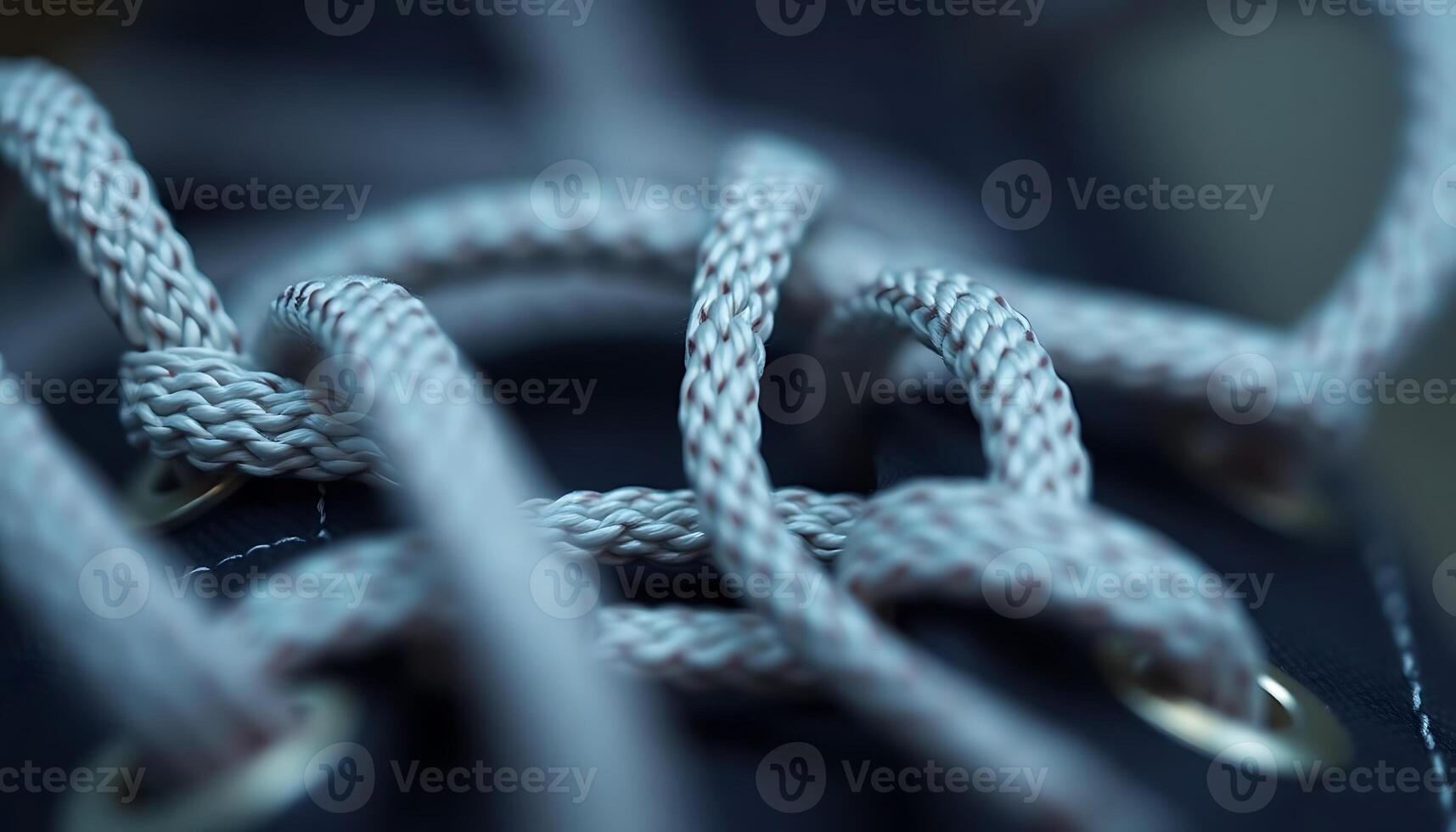 close up of a white rope on a black surface photo