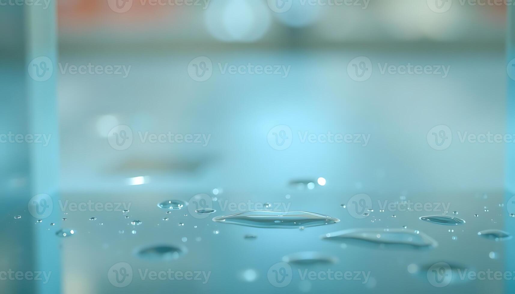 close up of water droplets on a table photo