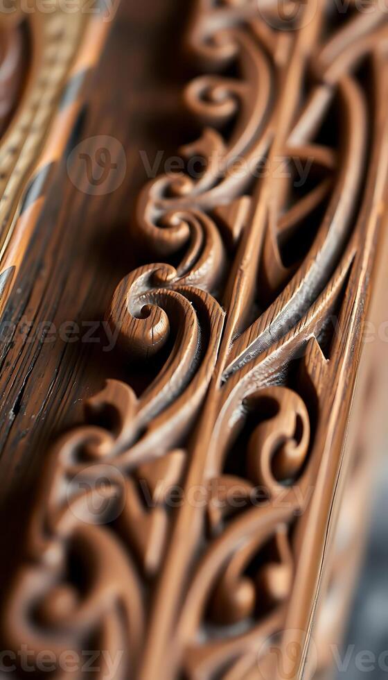 close up of a wood carving pattern photo