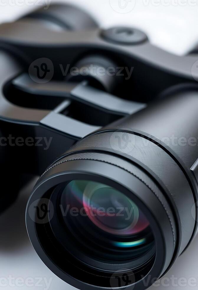 close up of a camera lens on a white surface photo