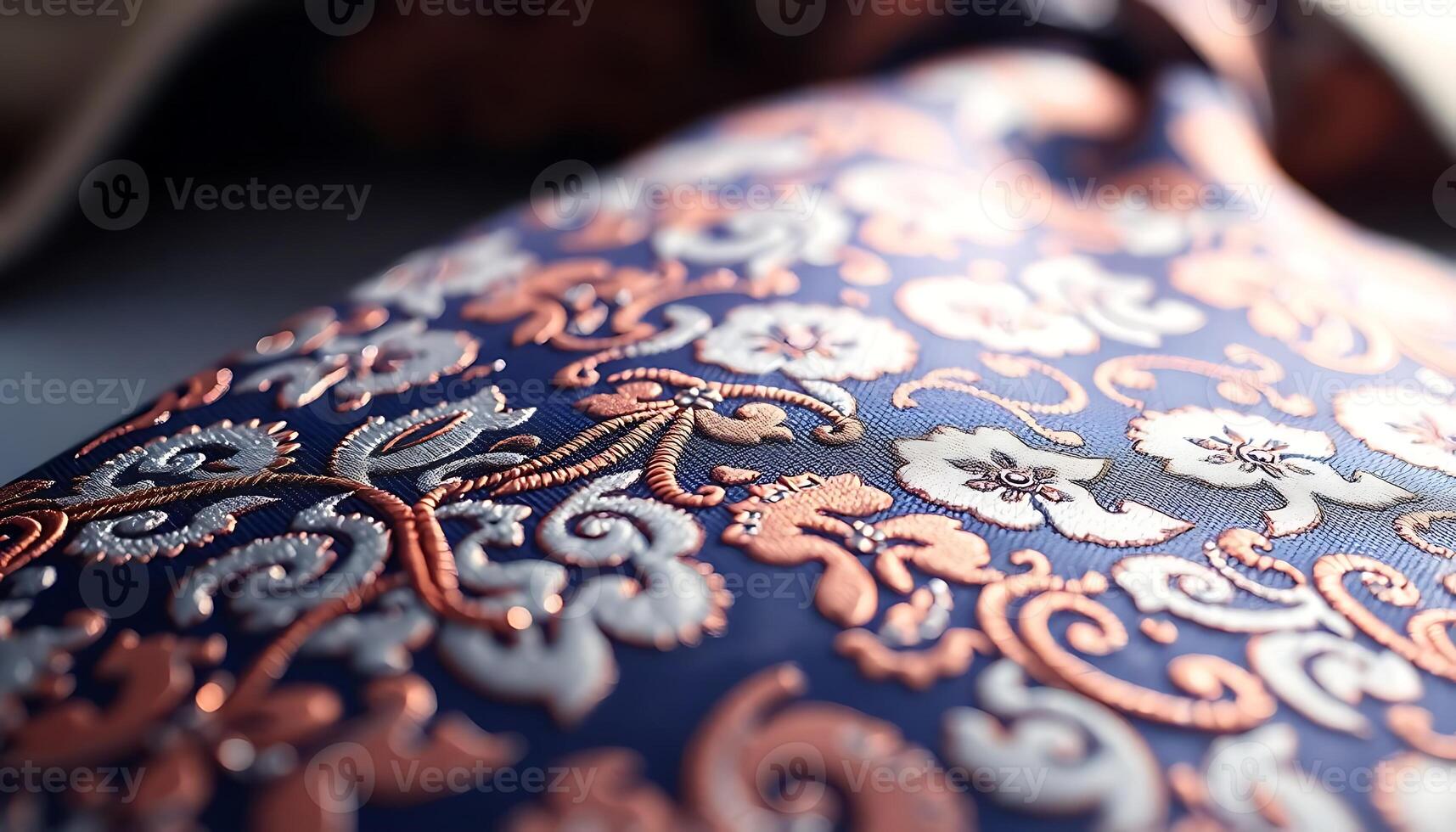 close up of a blue and orange tie photo