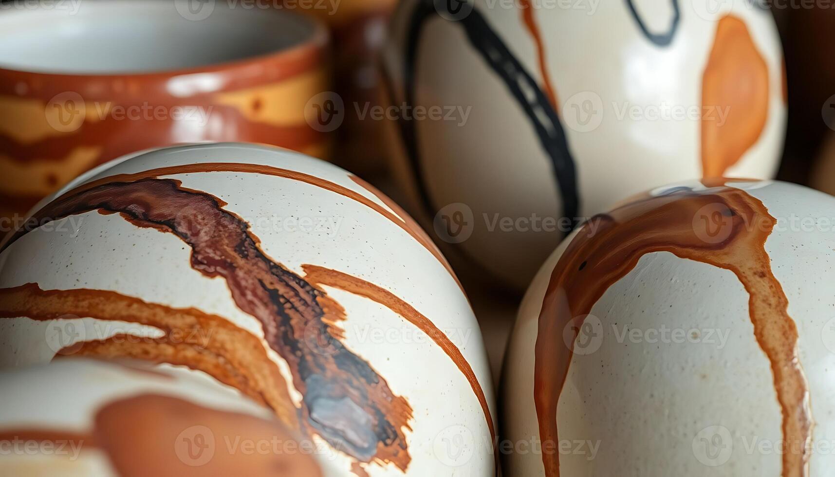 group of vases sitting next to each other photo