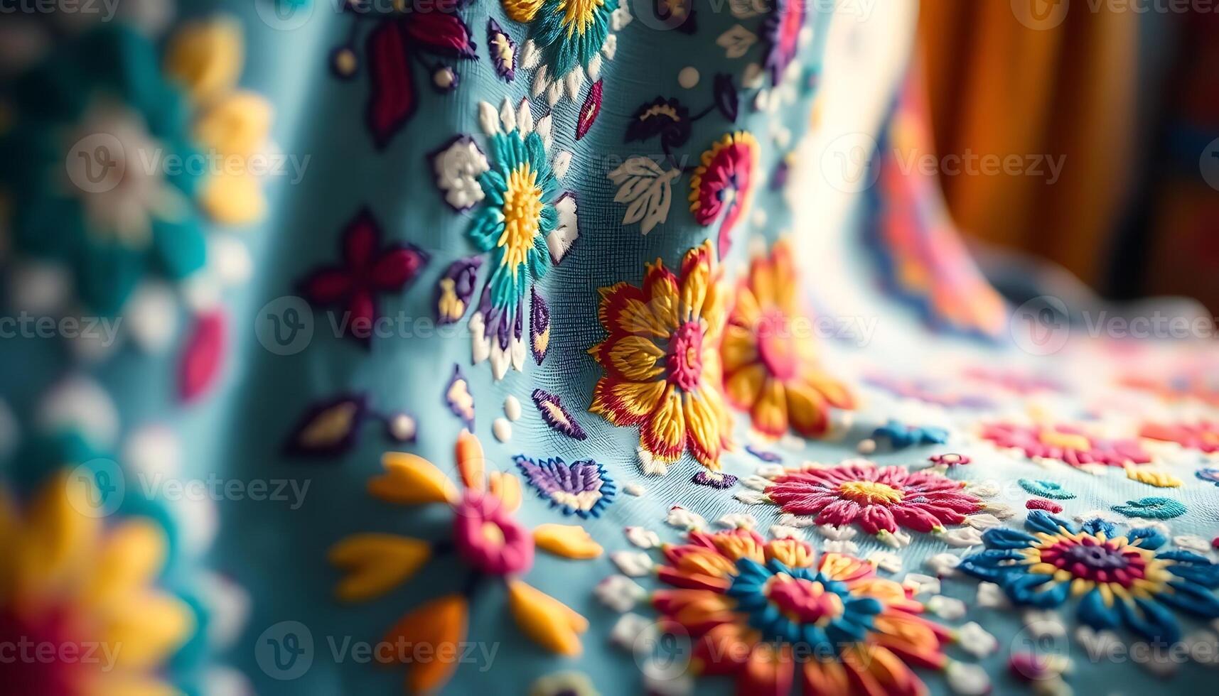 close up view of a colorful blanket photo