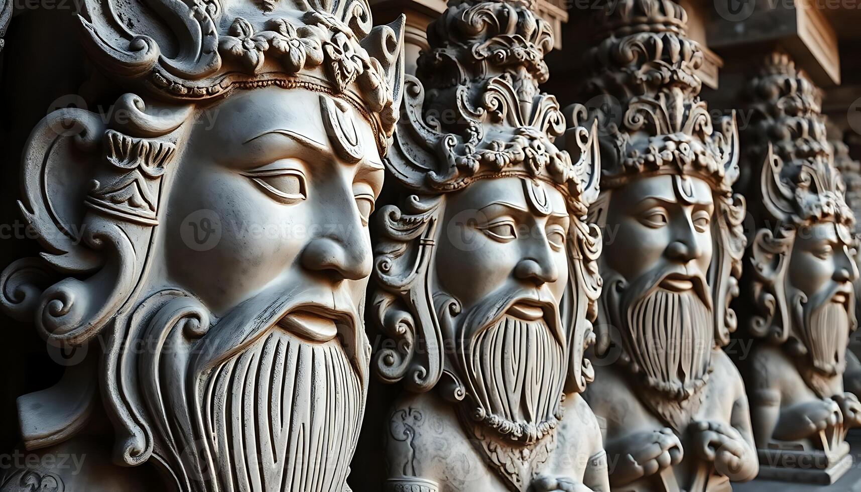 row of statues of men with beards photo