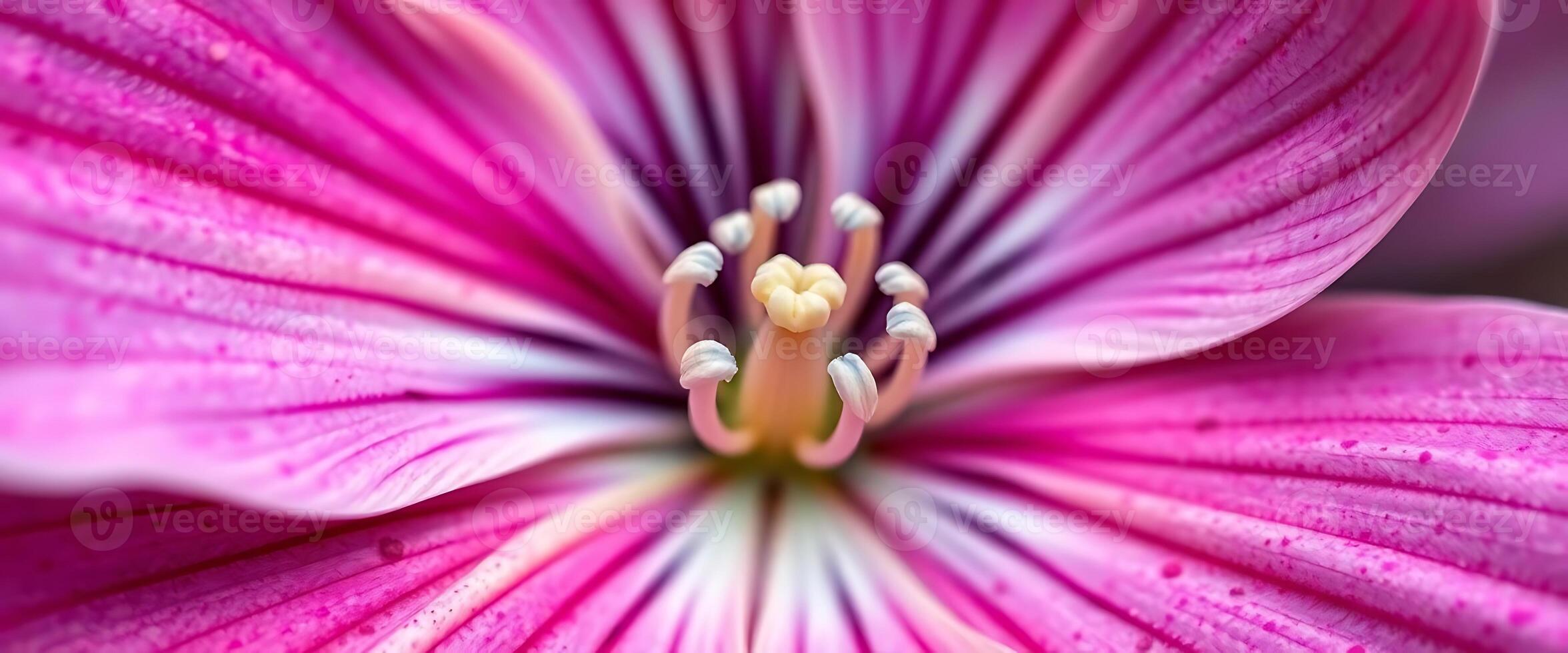 close up of a pink flower with white stamen photo
