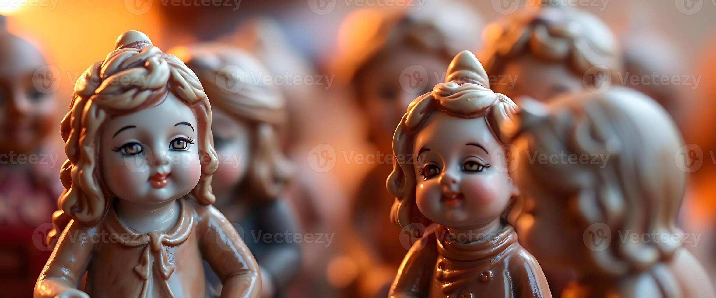 group of little figurines of little girls photo