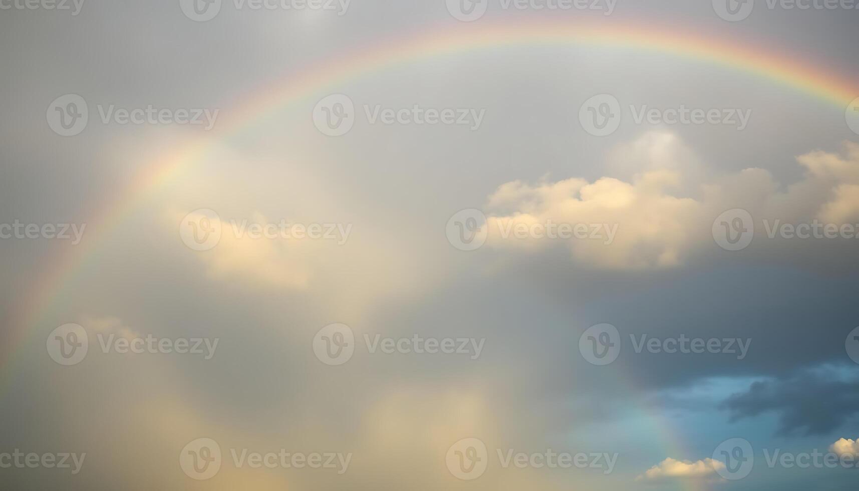 double rainbow in the sky with clouds photo
