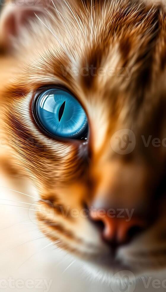 close up of a cat with a blue eye photo