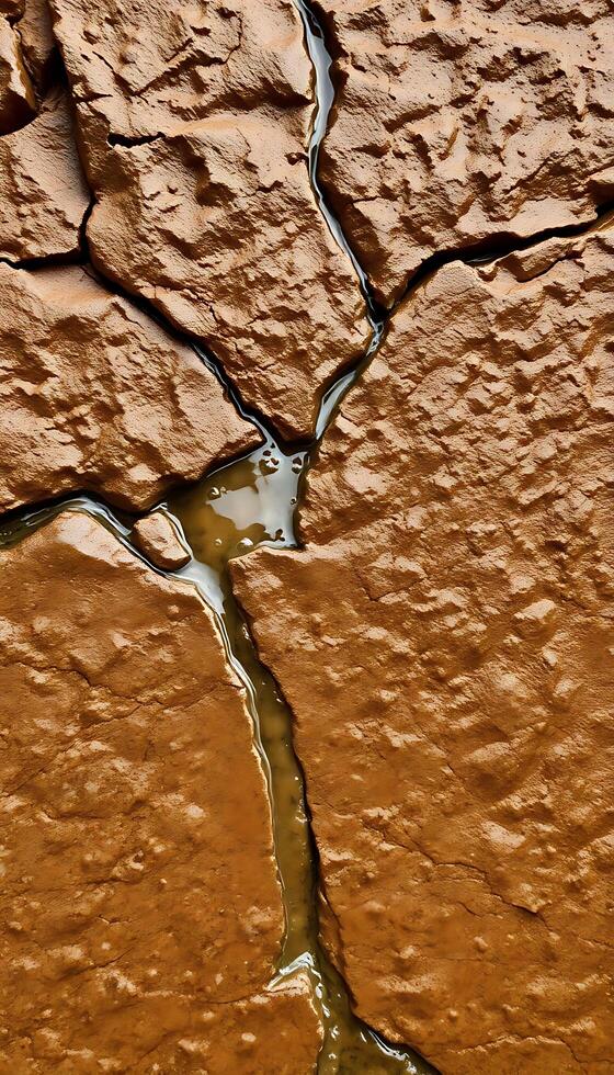 crack in a rock with water running through it photo